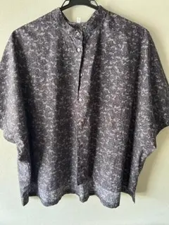 花柄ダーク　変形　半袖シャツ