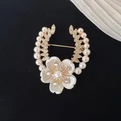【A-1】パール フラワー ブローチ コサージュ フォーマル 入学 卒業