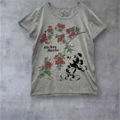 【DISNEY】Tシャツ　トップス　ミッキーマウス　プリント　グレー　M