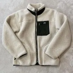 アウトドア　アイボリー×カーキ フリース　ボアジャケット Mサイズ