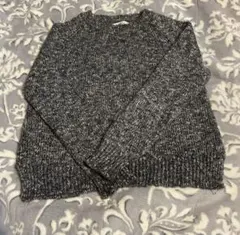 グレーニットセーター長袖 ラウンドネックMサイズ