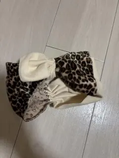 リボン付きヒョウ柄ヘアバンド
