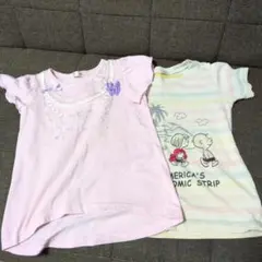 ピンクとホワイトのTシャツセット 110cm