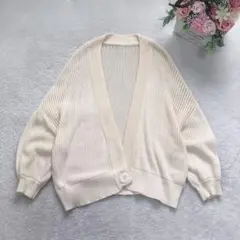 アクアガレージ 透かし編みカーディガン ボレロ ボタンレス シンプル ベーシック