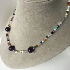 【天然石★アメジスト他★パールネックレス★ハンドメイド★ファッション★ネックレス