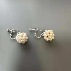 淡水パールホワイト クリップ式イヤリング