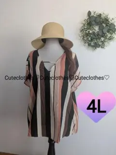 4L♡新品大きいサイズ♡エレガントなストライプ柄プルオーバー