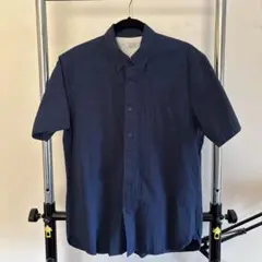 無印　ネイビー ボタンダウン 半袖シャツ Lサイズ