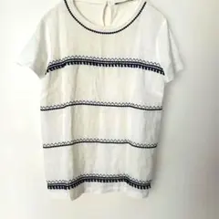 Weekend MaxMara 刺繍入り フリンジ　半袖Tシャツ ホワイトのサムネイル