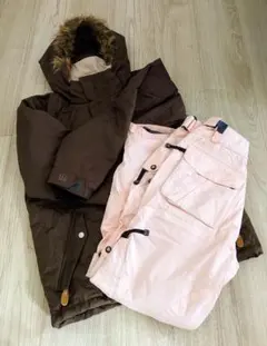 スノーボードウェアセット（ブラウンジャケット・ピンクパンツ）
