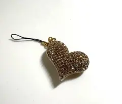 ハート型チャーム ゴールドカラー キーホルダー