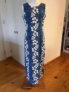 ハワイアン　ノースリーブロングワンピース