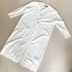 【美品】七分袖　ロングカーディガン　羽織り　白　Mサイズ　トップスのサムネイル