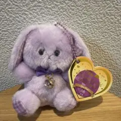 誕生日ラビット　うさぎ　７月　マスコット　ぬいぐるみ　ストラップ　パープル