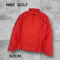 e1499☆NIKE GOLF 長袖ポロシャツ M レッド