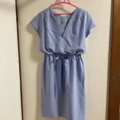 ワンピース 水色 ブルー ラベンダー レース 半袖 膝丈 レディース 春 夏