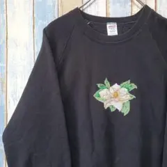 1379☆ジャージーズ☆スウェットトレーナー☆刺繍花☆USA製☆80s