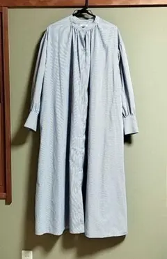 LOWRYS FARM　ストライプワンピース　ブルー　ゆったり　ロング　シャツ