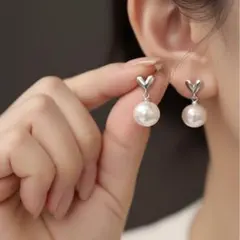 ピアス ハート パール シルバー 真珠 上品 かわいい アクセサリー
