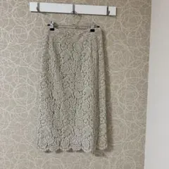 アイボリー フラワーレース ミディ丈スカート