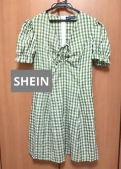 SHEIN ギンガムチェック柄 ドロストワンピースのサムネイル