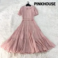 美品 ピンクハウス シャツワンピース パフスリーブ ピコフリル 4段ティアード