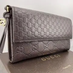 希少✨美品✨グッチ 長財布 シマレザー マイクロシマレザー インターロッキング