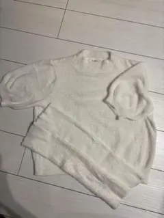 ホワイトモヘア半袖　アームウォーマー付き