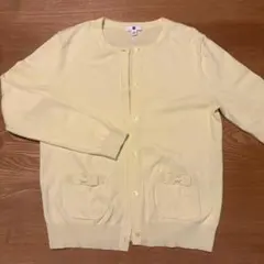 ユニクロ リボン付きカーディガン レモンイエロー ガールズ 150cm