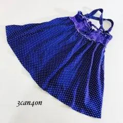 can4on ジャンパースカート ノースリーブ ネイビー ドット フリル 120