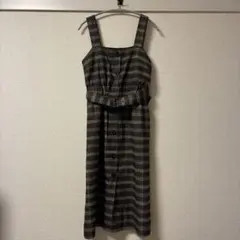 ベルト付きジャンパースカート　グレンチェック　グレー系