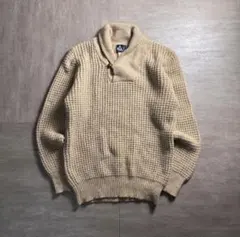 【80's】Woolrich ショールカラーウールセーター　ベージュ　XLサイズ