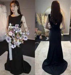ドレスプロダクション　 バックシャン ソフトマーメイドドレス ブラック