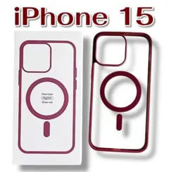 iPhone15 MagSafe対応 クリアケース ワインレッド 新品 外箱あり