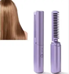 コードレスヘアアイロン　ピンク　美品　USB充電　コンパクト　持ち運び　便利