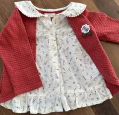 Biquette Club 花柄 重ね着風 カーディガン シャツ90cm