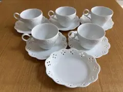 アフタヌーンティー ティーカップ・ソーサー 5客 セット プレート付き