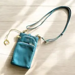 ペレボルサ　コンフィー　スリムポシェット　スマホショルダー　新同　ブルー　ミント
