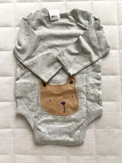 グレー 長袖ロンパース くまケツ