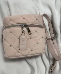 NICE CLAUP ベロアキルティングバニティーショルダー ピンク