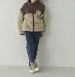 ペアマノン　フリース　配色ボアブルゾン