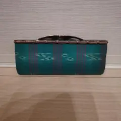 グリーン ストライプ がま口財布　レトロ　年代物