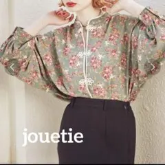 jouetie 花柄　ルーズチャイナシャツ　オーバーサイズ　グリーン　M-L