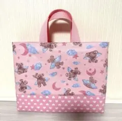 No.1046 小さめレッスンバッグハンドメイド 女の子 くま ハート かわいい