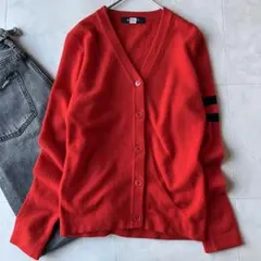 MACPHEE マカフィー ウールカシミヤVネックカーディガン レッド フリー