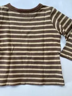 美品★ ミキハウス　長袖トップス　ロンT ボーダー　80サイズ　キャメル
