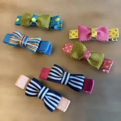 カラフルリボンヘアクリップセット 6個