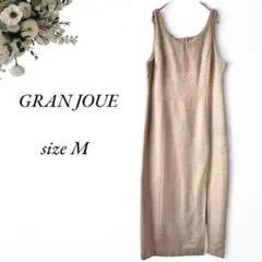 gran joueノースリーブワンピースM ベージュ スリット 裏地 無地337