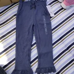 ネイビー リブ編み パンツ 100cm