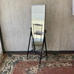 昭和レトロ アイアンフレーム スタンドミラー 姿見鏡 古家具 ビンテージ